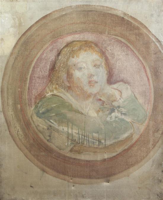 English School Study for a portrait of a child, 30 x 25in., unframed